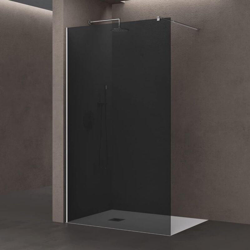Doporro Paroi de Douche à L'italienne Opaque 120cm Pare-Douche Verre de Sécurité 10mm Bremen02VS 120x200cm Profilé Chromé Stabilisateur Rectangulaire