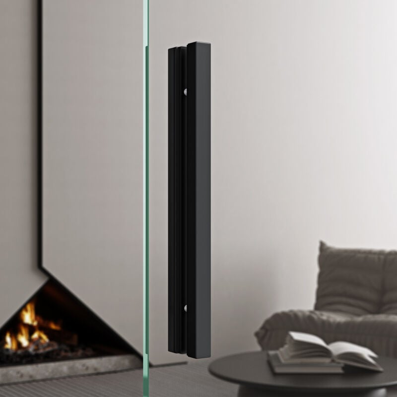Doporro - Poignee de Porte avec Barre Poignee de Porte Poignee de Douche Fixation Design Noir TK02