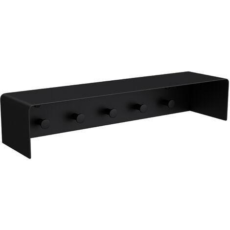 Sogood Porte-serviette noir mate inox portemanteau 5 patères crochet 50x10x10cm