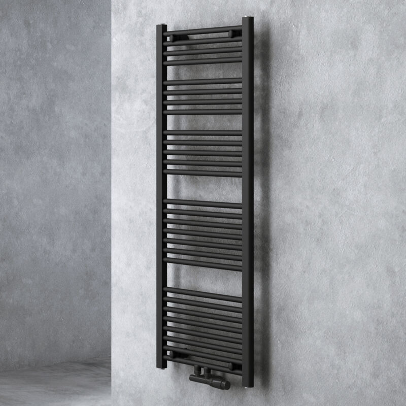 doporro Radiateur de Salle de Bain Sèche-Serviette 140x50cm Radiateur Tubulaire Vertical Chauffage à Eau Chaude Gris-Noir RHE
