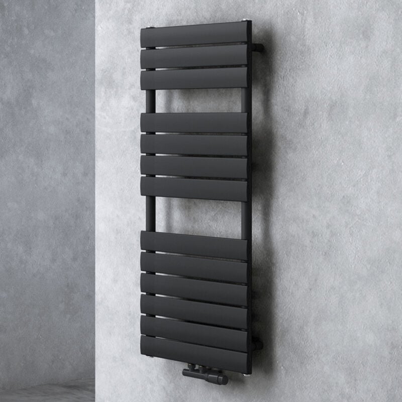 Doporro - Radiateur de Salle de Bain Sèche-Serviette 120x60cm Radiateur à Eau Chaude Vertical Gris-Noir Sèche-serviettes de Salle de Bains fh