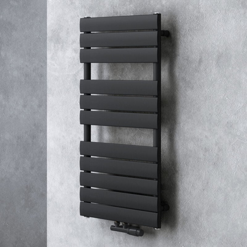 Doporro - Radiateur de Salle de Bain Sèche-Serviette 100x60cm Radiateur à Eau Chaude Vertical Gris-Noir Sèche-serviettes de Salle de Bains fh