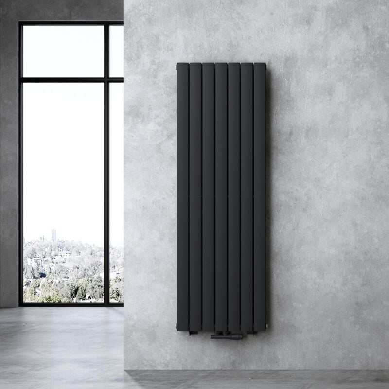 Doporro - Radiateur pour Chauffage Central 160x54cm Radiateur à Eau Chaude Panneau Double Couches Vertical Noir-Gris