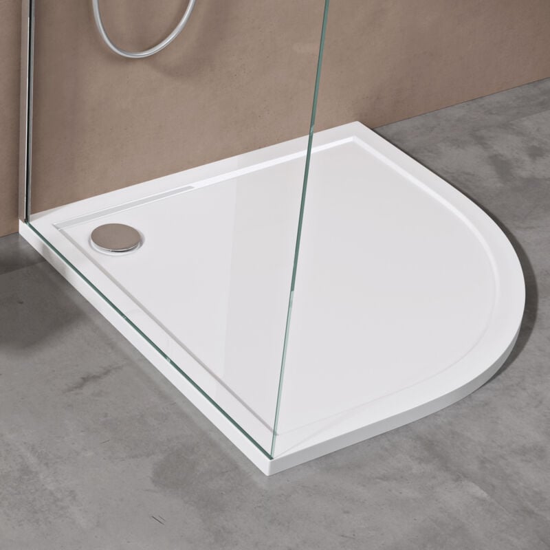 Doporro - Receveur de Douche 90x90 Bac à Douche Quart de Cercle Extraplat Acrylique Blanc Faro3 avec Bonde AL02 90x90x4cm