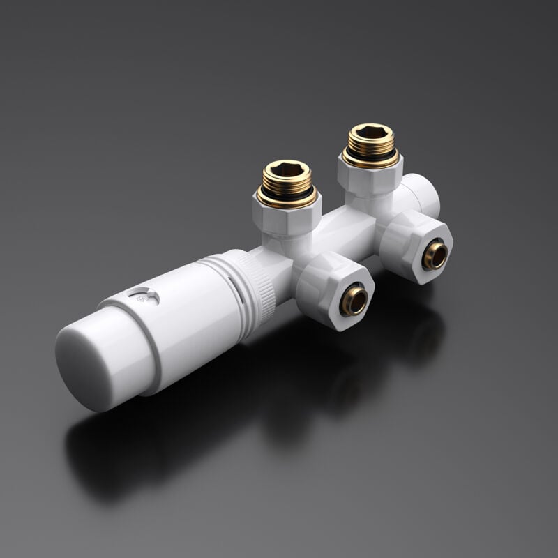 Doporro Robinet de Radiateur Thermostatique Blanc Contrôleur de Chauffage Connexion Centrale 187mm