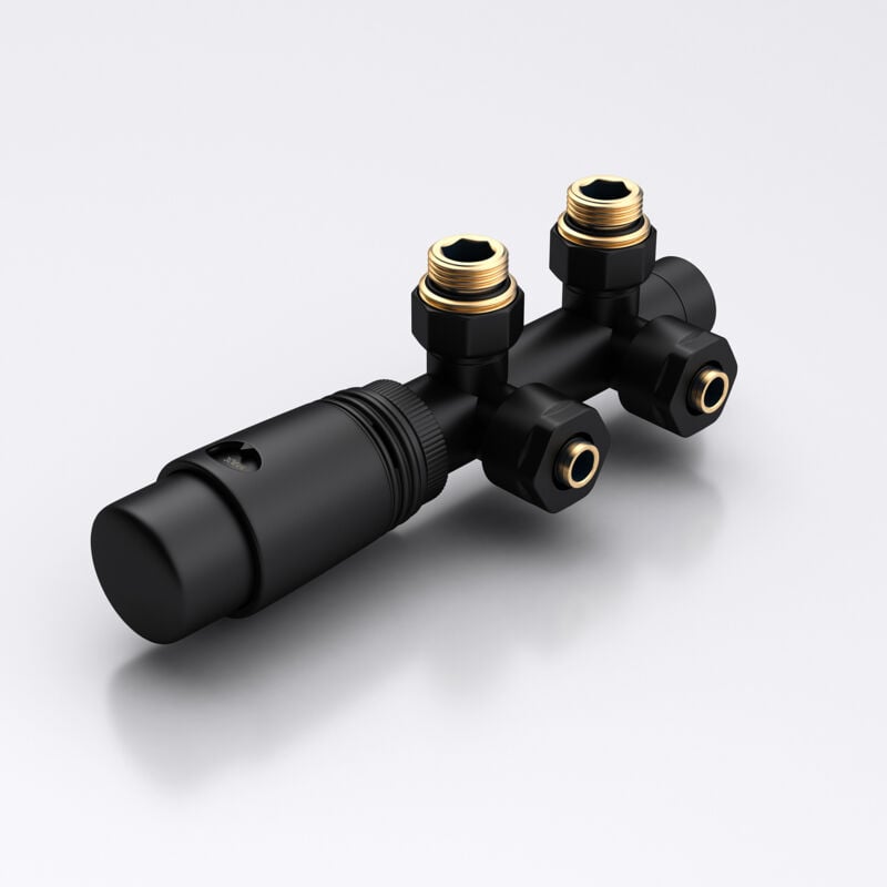 doporro Robinet de Radiateur Thermostatique Noir Contrôleur de Chauffage Connexion Centrale 187mm