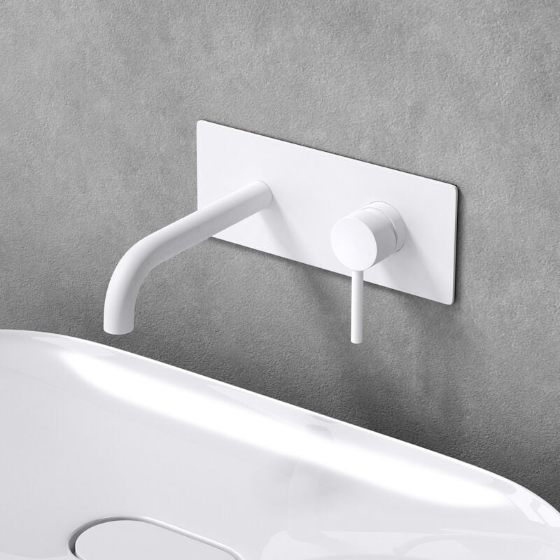 Robinet encastré mitigeur moderne pour lavabo et vasque blanc WA112 - Blanc - Sogood