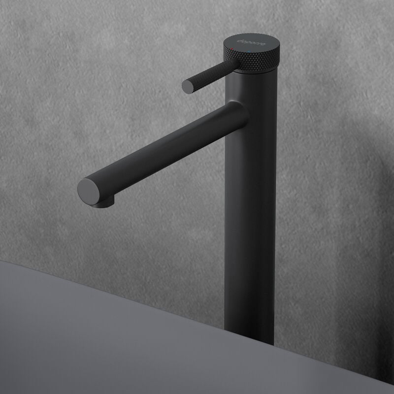 Sogood - Robinet mitigeur noir mat pour vasque à poser design 30,5cm - Noir mat