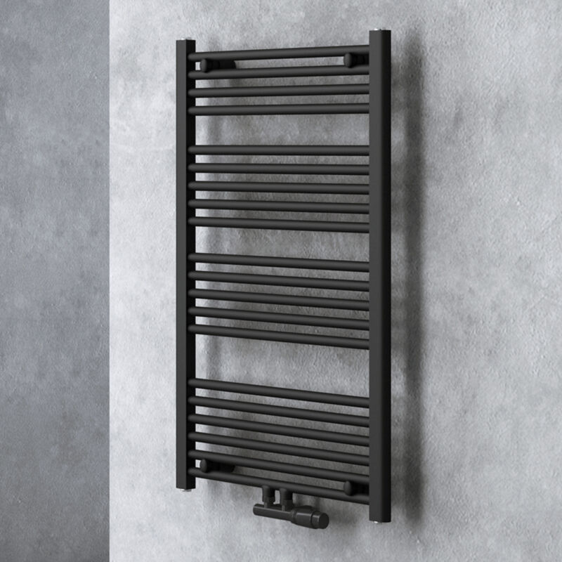 Doporro - Radiateur de Salle de Bain Sèche-Serviette 100x60cm Tubulaire Vertical Chauffage Électrique Gris-Noir avec Résistance Noire pour Radiateur