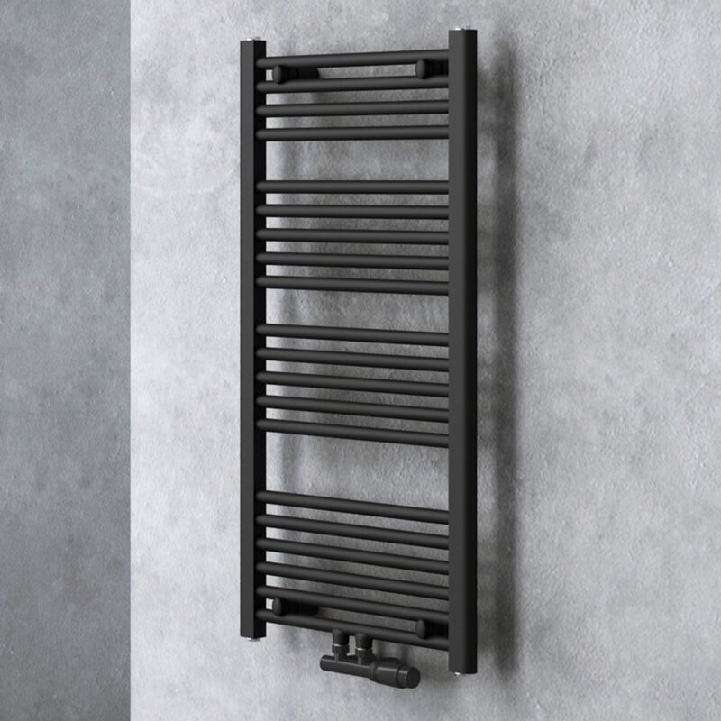 Doporro - Radiateur de Salle de Bain Sèche-Serviette 100x50cm Tubulaire Vertical Chauffage Électrique Gris-Noir avec Résistance Noire pour Radiateur
