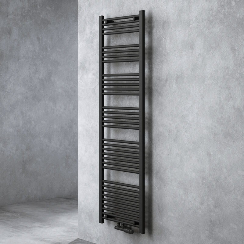 Doporro - Radiateur de Salle de Bain Sèche-Serviette 180x50cm Radiateur Tubulaire Vertical Chauffage Électrique Gris-Noir avec Résistance Noire pour
