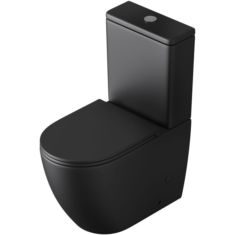 Wc à Poser Céramique Noir Mat Toilette avec Réservoir de Toilette Abattant Silencieux avec Frein de Chute Stand179T - Noir Mat - Sogood