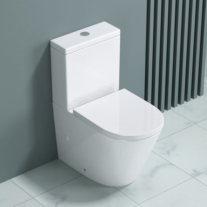 Wc à poser céramique blanc toilette avec réservoir abattant silencieux avec frein de chute Aix176T - Doporro