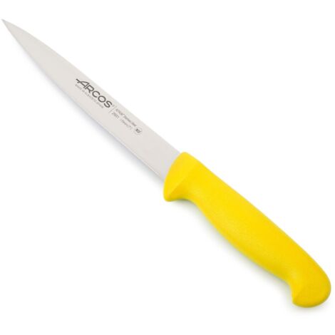 Sohlenmesser  Arcos Farbe - Prof  293100 mit Edelstahl Nitrumtaschen und ergonomischer gelber Polypropylenklinge mango und 17 cm Klinge, Vitrine