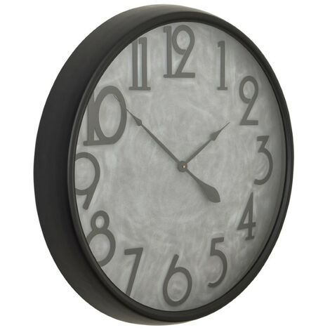 Soho Concrete Effect Large Clock - Glass - L10 x W80 x H80 cm - Black