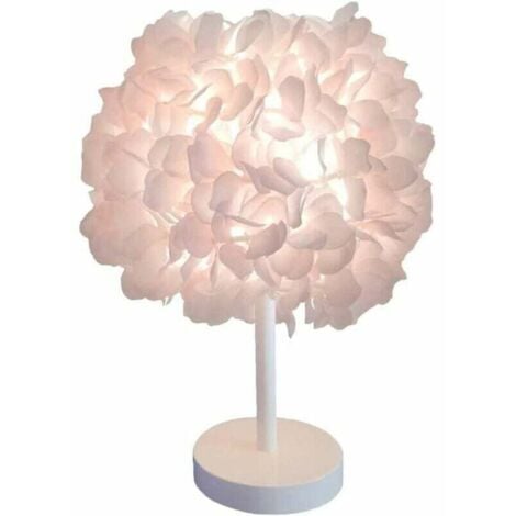 LABLANC Soie Fleur Rose Lampe De Chevet Lampe De Chevet Abat-Jour Moderne Élégant Plume Table Bureau Lampe Abat-Jour Salon Chambre Décor À La Maison Décor De Mariage