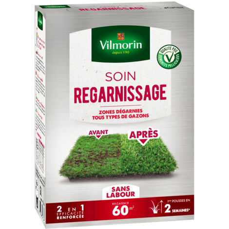 Soin regarnissage universel 2 en 1 1 kg – Semences de graminées pour pelouse – Exposition soleil – Taux de germination supérieur de 10% – Vilmorin