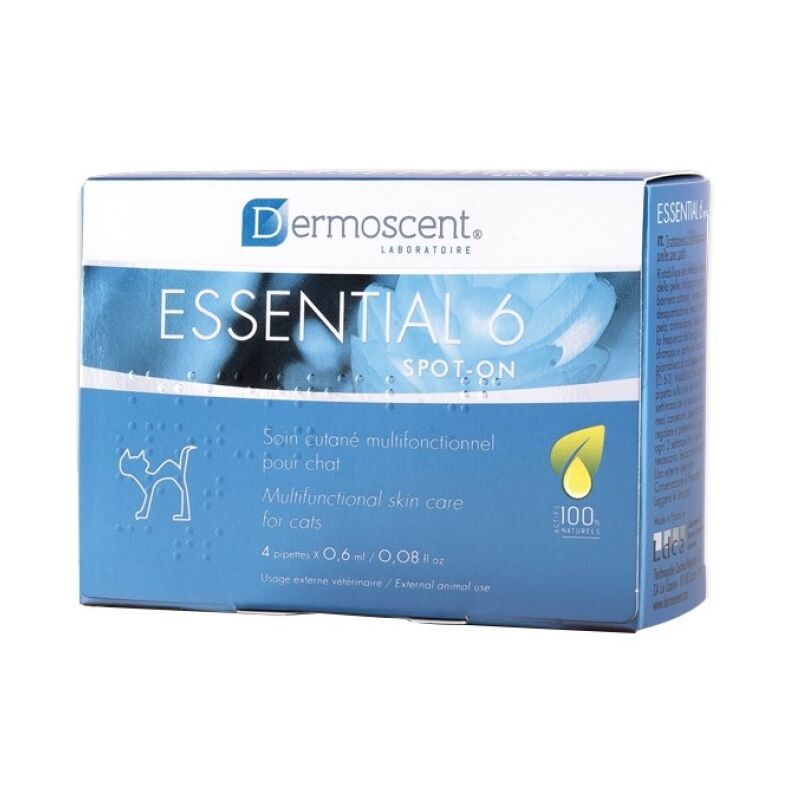Soin cutané Essential 6 Spot on 4 pipettes pour chat - Dermoscent