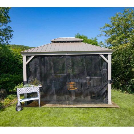Sojag Aluminium Pavillon Messina 1012 inkl. Moskitonetz  Champagner  298x363x292 cm