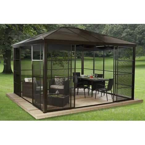 Sojag Pavillon Castel 12x14, bronze, 362 x 427 x 296 cm (L x B x H), Aluminium