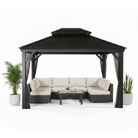 Sojag Pavillon Messina 10x12, anthrazit, 298 x 363 x 292 cm (L x B x H), Aluminium