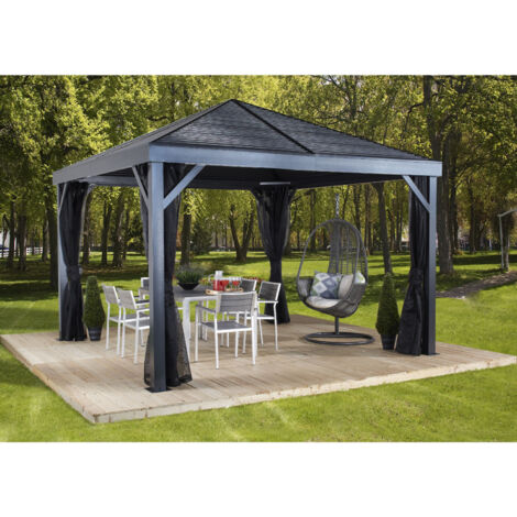 Sojag Pavillon South Beach 12x12, basaltgrau, 363 x 363 x 310 cm (L x B x H), Aluminium