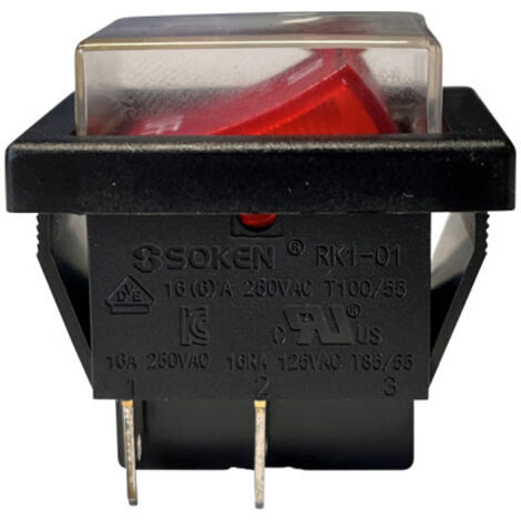 SOKEN RK1-01 Wippschalter 250V AC 16A 4Pin Schalter mit Spritzwasserabdeckung