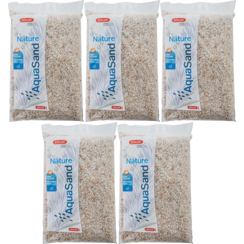 Zolux - Sol décoratif Aquasand naturel quartz blanc 1kg (Lot de 5)