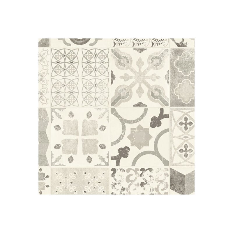 Tarkett - Sol Lino - Carreaux de ciment - Noir - Rouleau de 2m x 2m