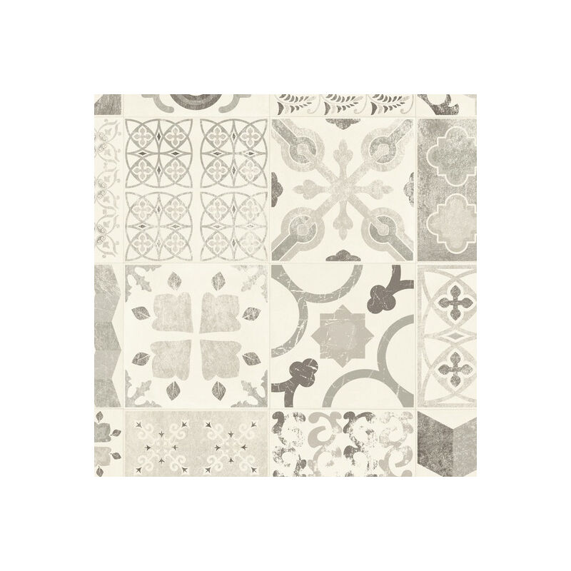Tarkett - Sol Lino - Carreaux de ciment - Noir - Rouleau de 1m x 6m