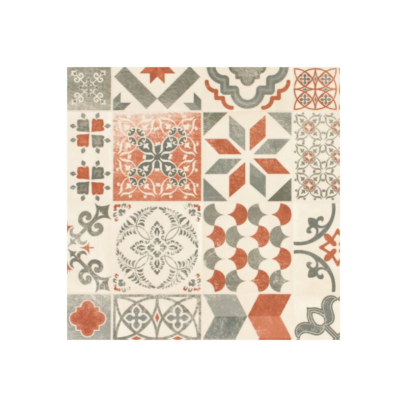 Tarkett - Sol Lino - Carreaux de ciment - Rouge brique - Rouleau de 3m x 6m