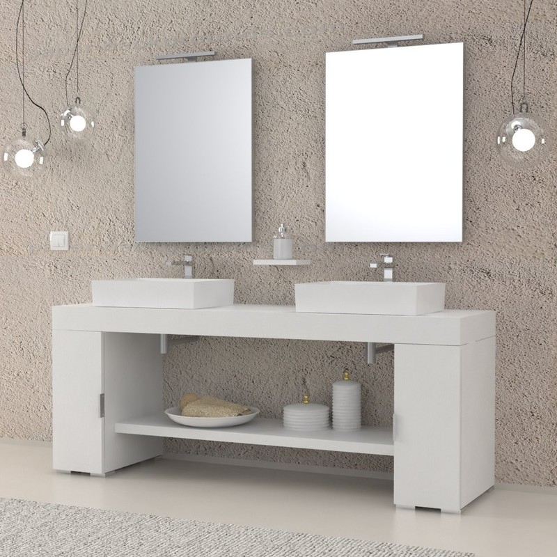 Mobile Bagno Doppio Lavabo 180 Cm.Sol Mobile Completo Arredo Bagno 180 Cm Bianco Frassinato Profondita 40 Cm