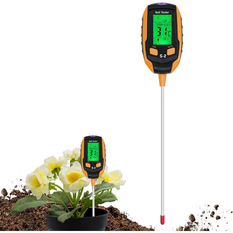Tumalagia - gabrielle Sol Ph mètre 4-en-1 testeur de sol humidité numérique plante thermomètre Test humidimètre pour plantes en pot jardins pelouses