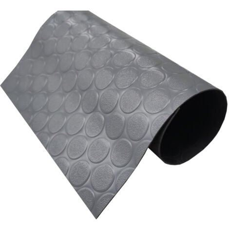 Sol PVC 100% Caoutchouc Sol Protection Design Boutons Gris Epaisseur 1MM 140X150CM