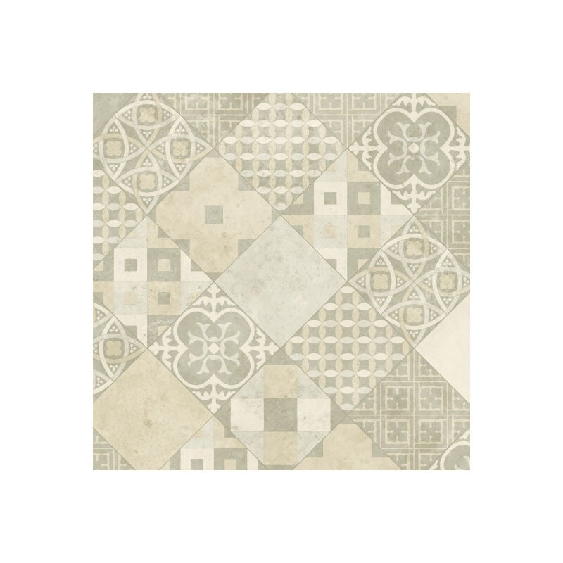 Tarkett - Sol pvc Best - Carreaux Art Déco - Crème et gris - Rouleau de 2m x 5m