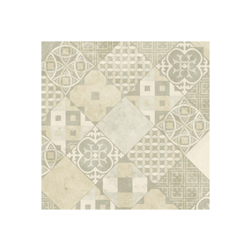 Sol pvc Best - Carreaux Art Déco - Crème et gris - Rouleau de 3m x 2m