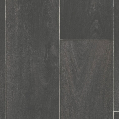 Sol PVC Best - Effet parquet vieilli - Bois gris anthracite - Rouleau de 4m x 3m