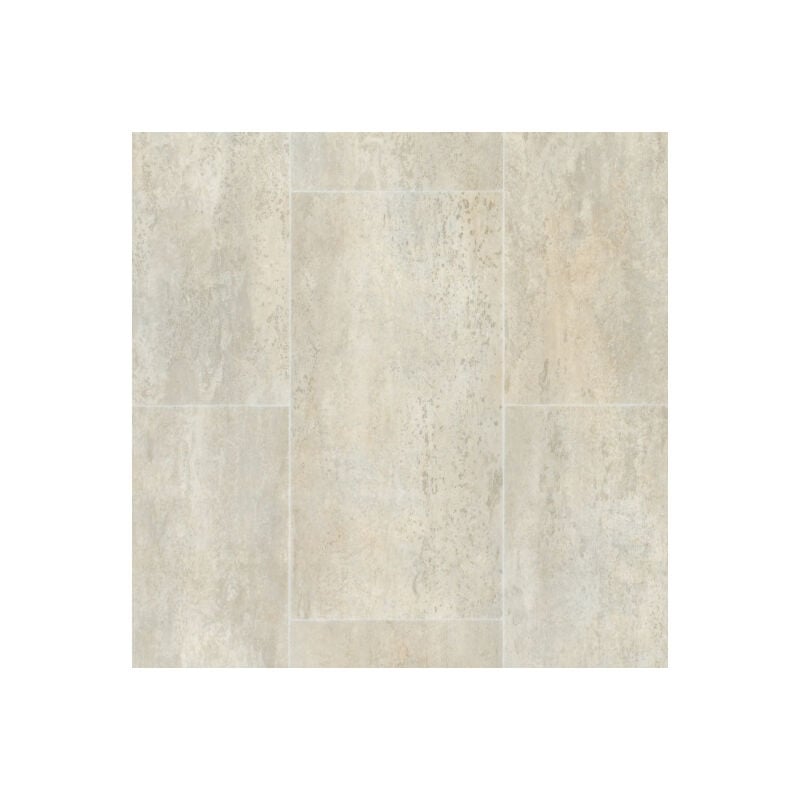 Sol PVC Premium Envers Textile - Carrelage effet Calcaire - Grège - Rouleau de 4m x 2m