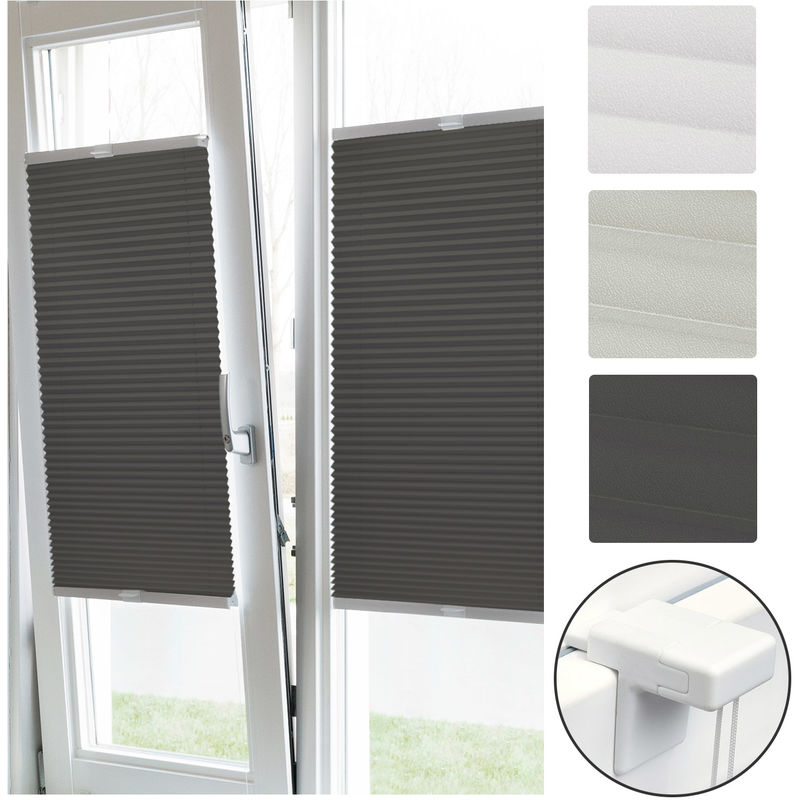 

Sol Royal Cortina Plisada SolDecor P26 Persiana Plisada sin perforar para Ventanas y Puertas - Estores sin taladrar con Klemmfix Antracita, 120x70 cm