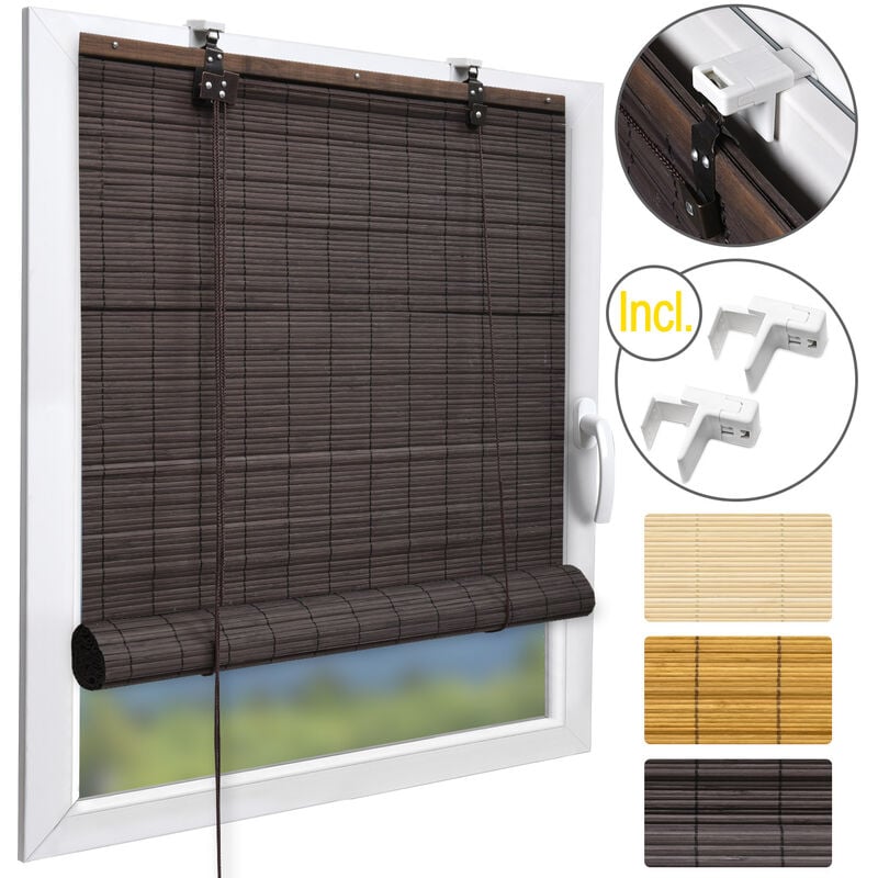 

SolDecor B86 Persianas de bambú Rollo bambú Ventanas Klemmfix Robusto Madera Calidad Brown, 160x80 cm - Sol Royal