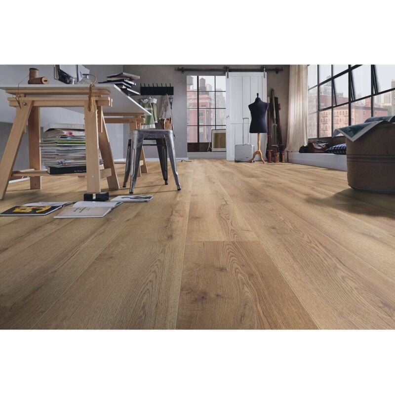 Deladeco - Sol stratifié lame 10 mm pose flottante Olan Chêne arges 24,4x184,5