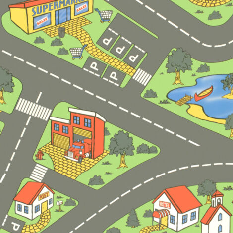 Sol Vinyle Circuit voiture pour enfants City - Rouleau de 4m x 3m
