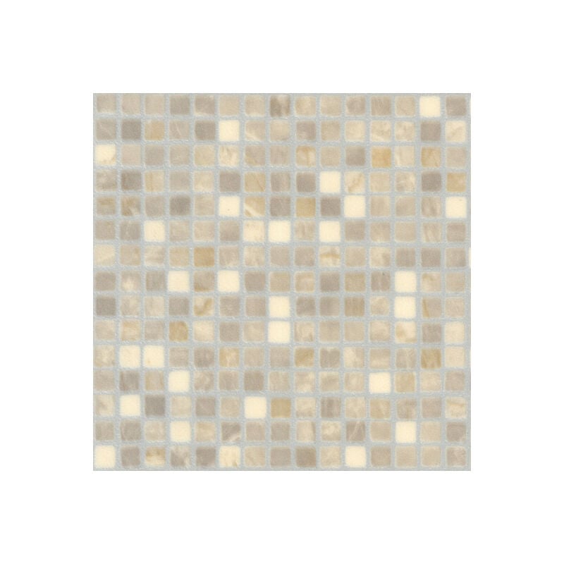 Sol Vinyle envers textile - Carrelage mosaïque - Beige - Rouleau de 2m x 2m