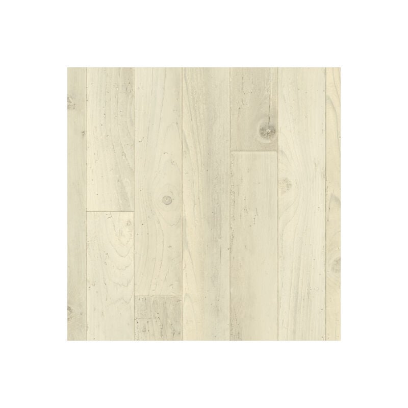 Sol Vinyle First - Imitation parquet blanc rustique shabby - Rouleau de 4m x 5m