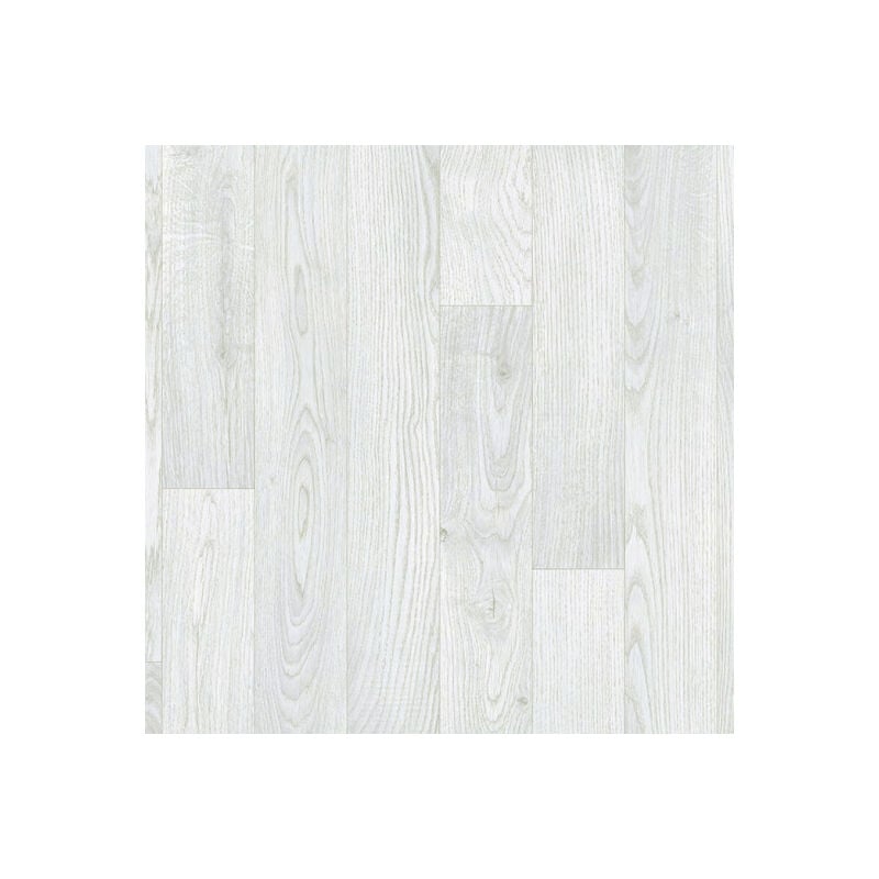 Sol Vinyle Link - Imitation parquet blanc veinage gris - Rouleau de 4m x 4m