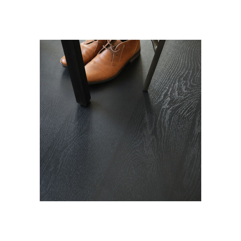 Sol Vinyle Résistance Pro - Parquet bois vintage peint - Noir - Rouleau de 2m x 27m