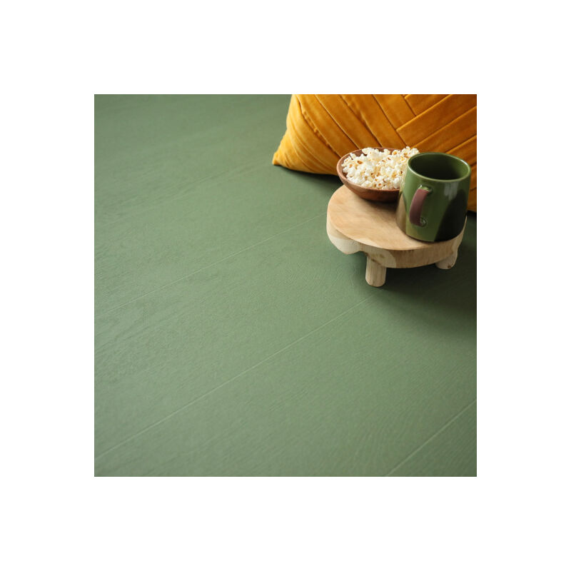 Décoweb - Sol Vinyle Résistance Pro - Parquet bois vintage peint - Vert - Rouleau de 2m x 7m
