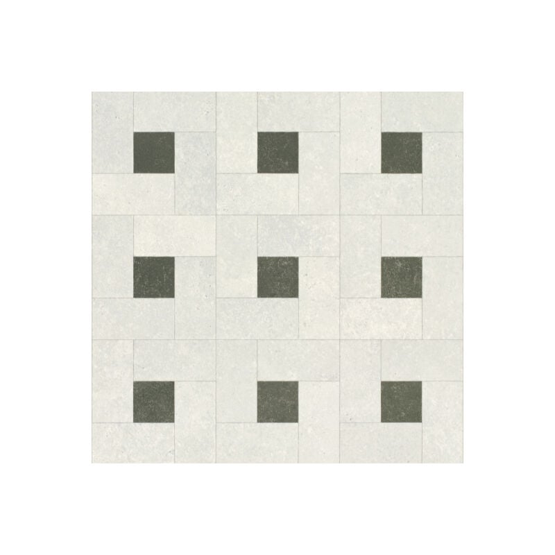 Sol Vinyle Textile économique - Dalles en pierre et cabochons - Noir et gris - Rouleau de 3m x 2m