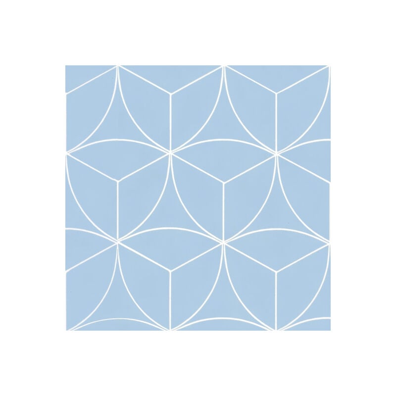 Sol Vinyle Textile économique - Rosace géométrique - Bleu - Rouleau de 3m x 3m