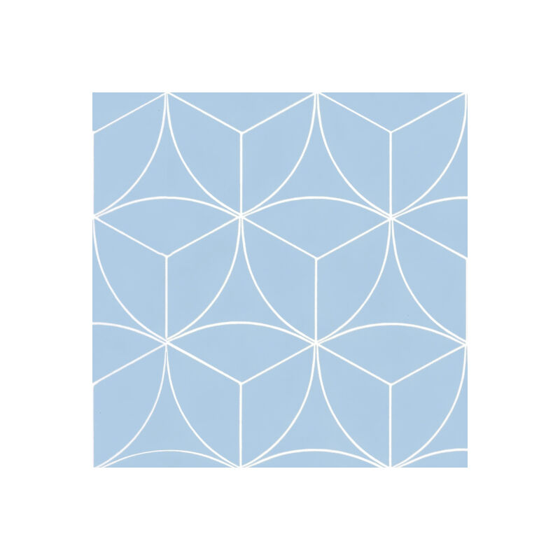 Sol Vinyle Textile économique - Rosace géométrique - Bleu - Rouleau de 4m x 15m